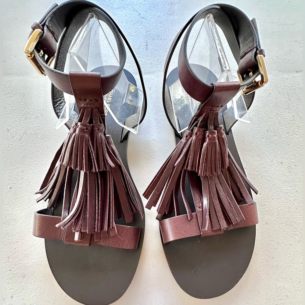 Michael Kors Womens Collection Steffi Leather Sandals Color Brown Size 39.5 - Picture 4 of 9